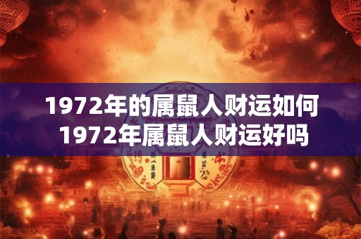 1972年的属鼠人财运如何 1972年属鼠人财运好吗