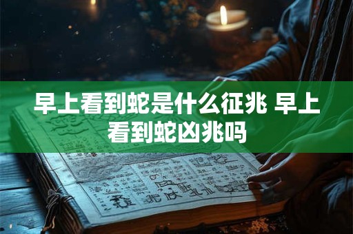 早上看到蛇是什么征兆 早上看到蛇凶兆吗 早上看到蛇是什么征兆 早上看到蛇凶兆吗