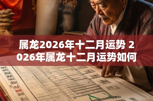 属龙2026年十二月运势 2026年属龙十二月运势如何 属龙2026年十二月运势 2026年属龙十二月运势如何