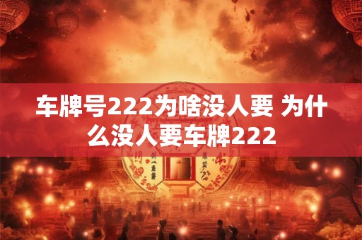 车牌号222为啥没人要 为什么没人要车牌222 车牌号222为啥没人要 为什么没人要车牌222