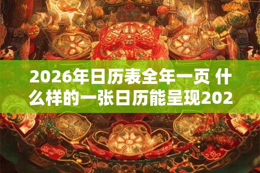 2026年日历表全年一页 什么样的一张日历能呈现2026全年所有日期