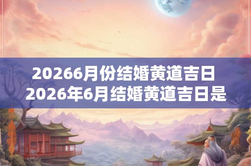 20266月份结婚黄道吉日 2026年6月结婚黄道吉日是哪一天 20266月份结婚黄道吉日 2026年6月结婚黄道吉日是哪一天