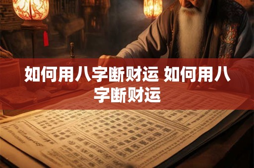 如何用八字断财运 如何用八字断财运