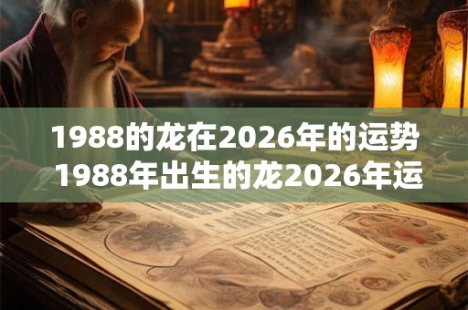 1988的龙在2026年的运势 1988年出生的龙2026年运势如何 1988的龙在2026年的运势 1988年出生的龙2026年运势如何