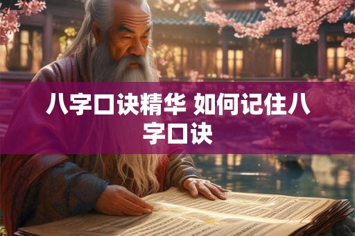 八字口诀精华 如何记住八字口诀
