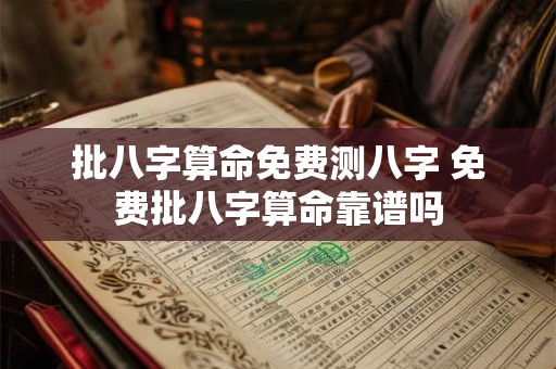 批八字算命免费测八字 免费批八字算命靠谱吗