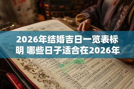 2026年结婚吉日一览表标明 哪些日子适合在2026年结婚 2026年结婚吉日一览表标明 哪些日子适合在2026年结婚