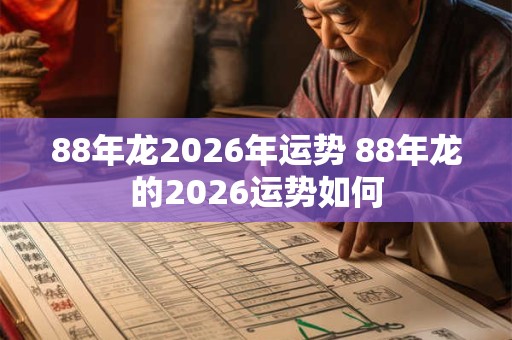 88年龙2026年运势 88年龙的2026运势如何