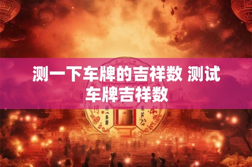 测一下车牌的吉祥数 测试车牌吉祥数