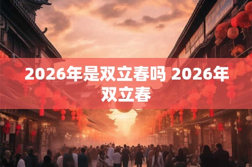 2026年是双立春吗 2026年双立春