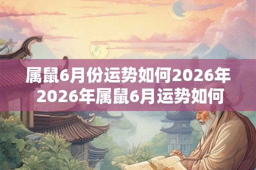 属鼠6月份运势如何2026年 2026年属鼠6月运势如何