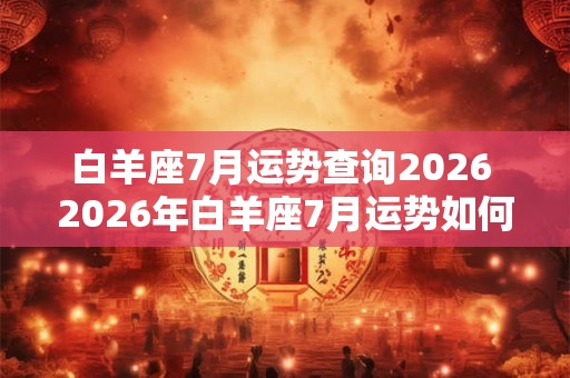 白羊座7月运势查询2026 2026年白羊座7月运势如何