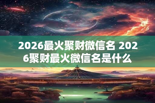 2026最火聚财微信名 2026聚财最火微信名是什么