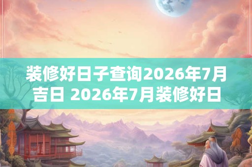 装修好日子查询2026年7月吉日 2026年7月装修好日子查询