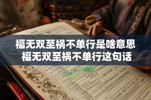 福无双至祸不单行是啥意思 福无双至祸不单行这句话什么意思