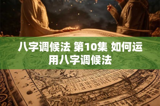 八字调候法 第10集 如何运用八字调候法