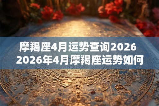 摩羯座4月运势查询2026 2026年4月摩羯座运势如何
