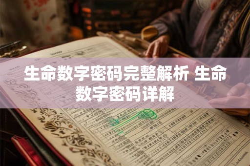 生命数字密码完整解析 生命数字密码详解