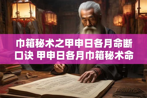 巾箱秘术之甲申日各月命断口诀 甲申日各月巾箱秘术命断口诀是什么