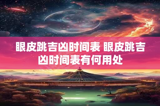 眼皮跳吉凶时间表 眼皮跳吉凶时间表有何用处