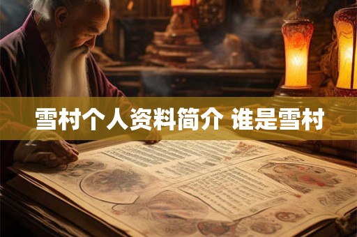 雪村个人资料简介 谁是雪村