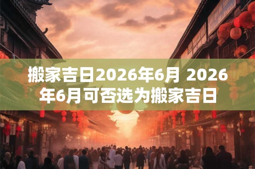 搬家吉日2026年6月 2026年6月可否选为搬家吉日