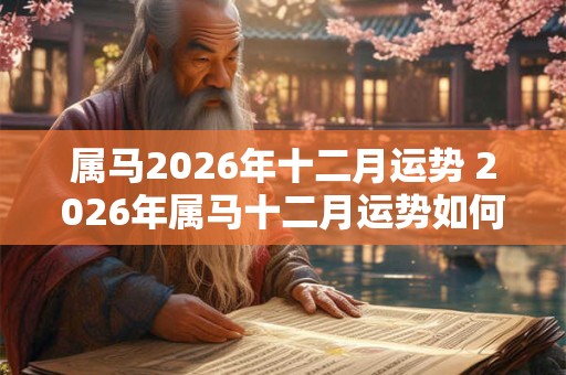 属马2026年十二月运势 2026年属马十二月运势如何