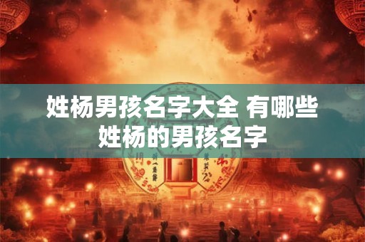 姓杨男孩名字大全 有哪些姓杨的男孩名字