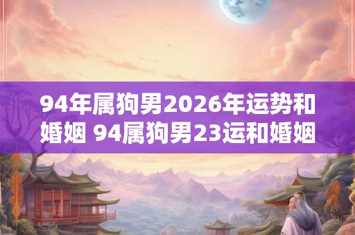 94年属狗男2026年运势和婚姻 94属狗男23运和婚姻如何