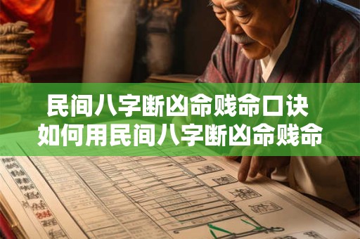 民间八字断凶命贱命口诀 如何用民间八字断凶命贱命口诀判断命运