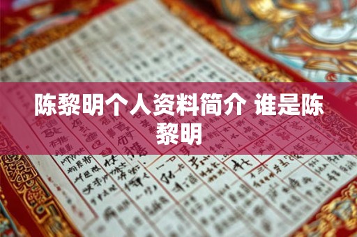陈黎明个人资料简介 谁是陈黎明 陈黎明个人资料简介 谁是陈黎明