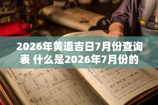 2026年黄道吉日7月份查询表 什么是2026年7月份的黄道吉日