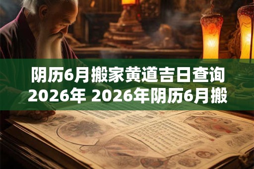 阴历6月搬家黄道吉日查询2026年 2026年阴历6月搬家黄道吉日查询