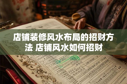 店铺装修风水布局的招财方法 店铺风水如何招财