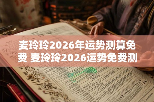麦玲玲2026年运势测算免费 麦玲玲2026运势免费测算