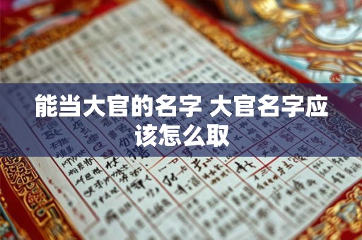 能当大官的名字 大官名字应该怎么取