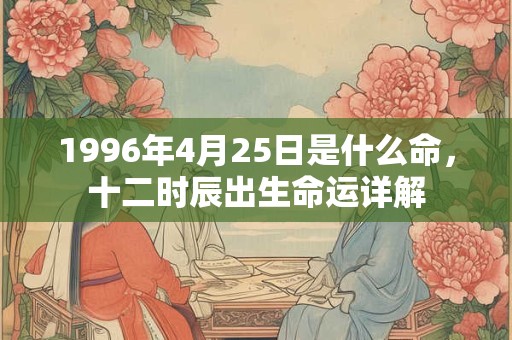 1996年4月25日是什么命，十二时辰出生命运详解