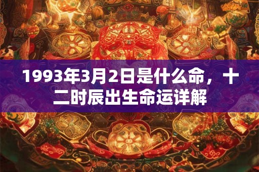 1993年3月2日是什么命，十二时辰出生命运详解