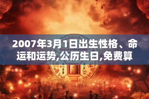 2007年3月1日出生性格、命运和运势,公历生日,免费算命