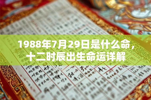 1988年7月29日是什么命，十二时辰出生命运详解