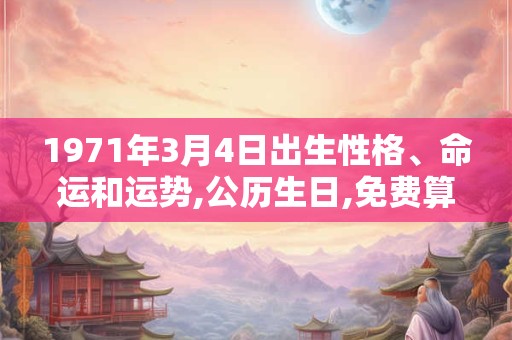 1971年3月4日出生性格、命运和运势,公历生日,免费算命 1971年3月4日出生性格、命运和运势,公历生日,免费算命