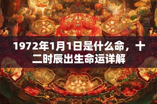 1972年1月1日是什么命，十二时辰出生命运详解