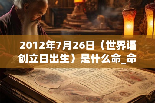 2012年7月26日(世界语创立日出生)是什么命_命运如何 2012年7月26日(世界语创立日出生)是什么命_命运如何