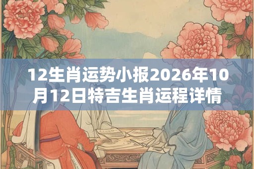12生肖运势小报2026年10月12日特吉生肖运程详情