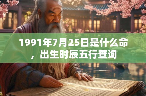 1991年7月25日是什么命，出生时辰五行查询