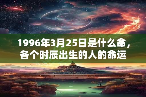 1996年3月25日是什么命，各个时辰出生的人的命运
