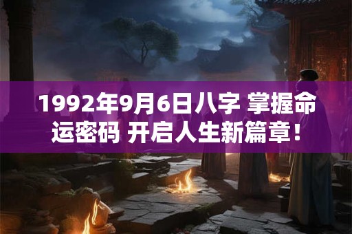 1992年9月6日八字 掌握命运密码 开启人生新篇章！