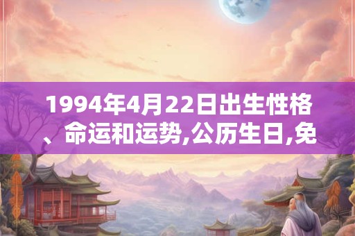 1994年4月22日出生性格、命运和运势,公历生日,免费算命 1994年4月22日出生性格、命运和运势,公历生日,免费算命