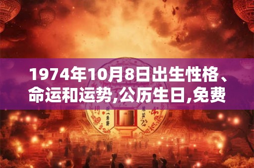 1974年10月8日出生性格、命运和运势,公历生日,免费算命 1974年10月8日出生性格、命运和运势,公历生日,免费算命