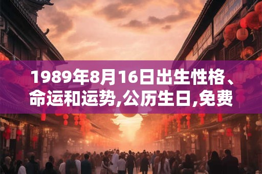 1989年8月16日出生性格、命运和运势,公历生日,免费算命